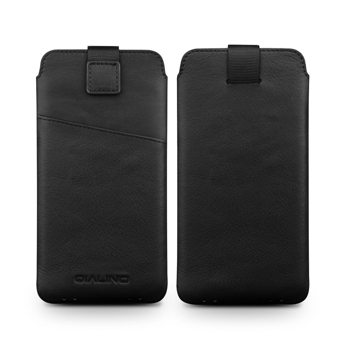 Husa iPhone 11 Pro, iPhone X / XS, Qialino Pouch, tip saculet din piele moale, culoare Negru
