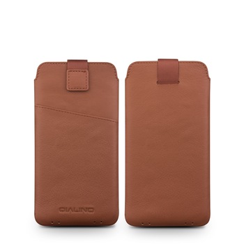 Husa iPhone 11 Pro, iPhone X / XS, Qialino Pouch, tip saculet din piele moale, culoare Maro Tabac Husa iPhone 11 Pro, iPhone X / XS, Qialino Pouch, tip saculet din piele moale, culoare Maro Tabac