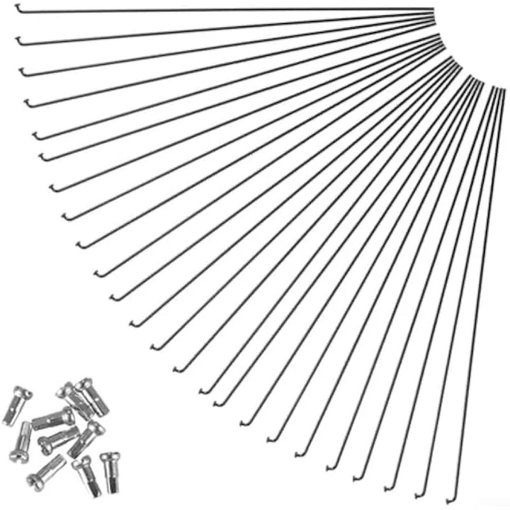 Set 24 spite si nipluri bicicleta otel 260x2mm multicolor