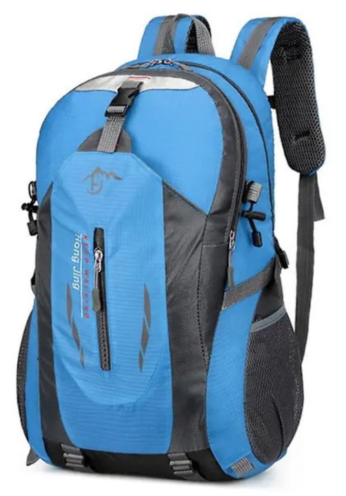 Rucsac drumetie 40L, rezistent apa, usor, negru-albastru-rosu, 32x18x52cm