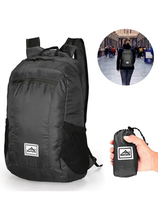 Rucsac drumetie pliabil impermeabil 18L verde-negru-albastru 41x24x16cm