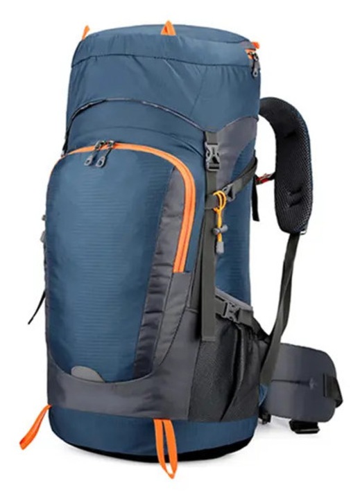 Rucsac drumetie 65L, rezistent apa, albastru inchis, 32x20x70cm