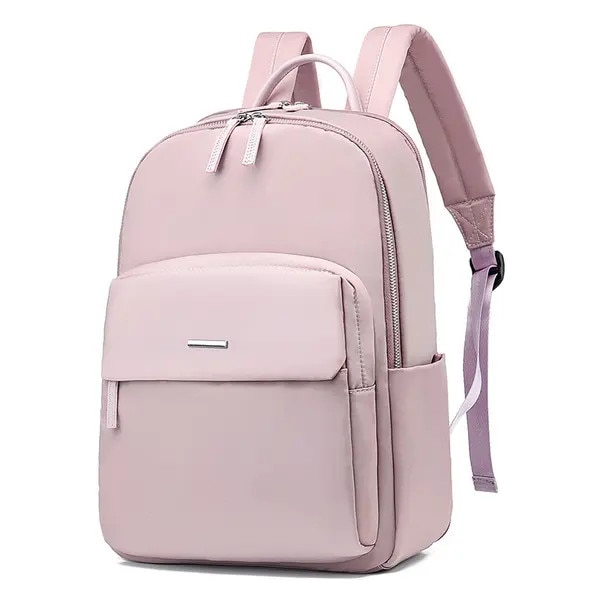 Rucsac dama din material Oxford rezistent la apa, compartiment pentru laptop, buzunare multiple si curele reglabile, roz, 30 x 16 x 41 cm