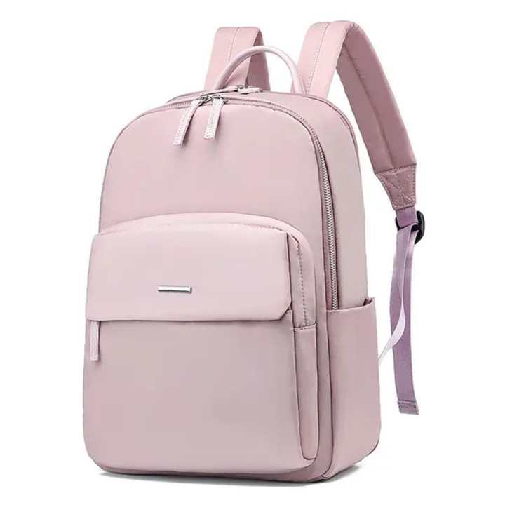 Rucsac dama din material Oxford rezistent la apa, compartiment pentru laptop, buzunare multiple si curele reglabile, roz, 30 x 16 x 41 cm