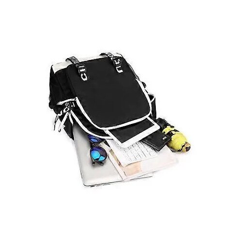 Rucsac casual din panza cu port USB, pentru scoala, albastru, 43 x 31 x 16 cm, 20-35L