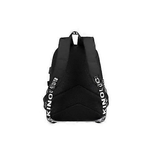 Rucsac casual din panza cu port USB, pentru scoala, albastru, 43 x 31 x 16 cm, 20-35L