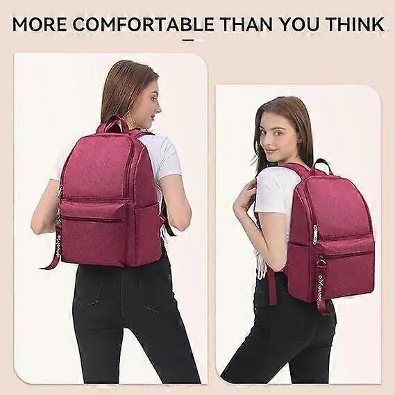 Rucsac laptop din poliester, usor, rezistent la apa, compartiment captusit pentru laptop pana la 14 inch, 20 L, bretele ergonomice, visiniu