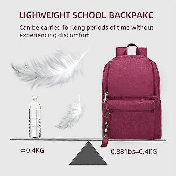 Rucsac laptop din poliester, usor, rezistent la apa, compartiment captusit pentru laptop pana la 14 inch, 20 L, bretele ergonomice, visiniu