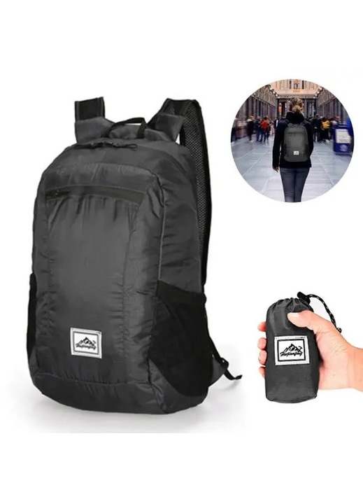 Rucsac drumetie pliabil impermeabil, verde negru albastru, 41x24x16cm