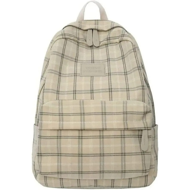 Rucsac laptop preppy, nylon, khaki, 40x30x16cm