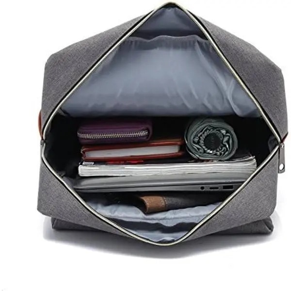 Rucsac din panza vintage, compartiment pentru laptop 15,6", bretele captusite reglabile, buzunare laterale, curele aspect piele, model IZO-CJ-K0502-2026-0721-497, verde menta