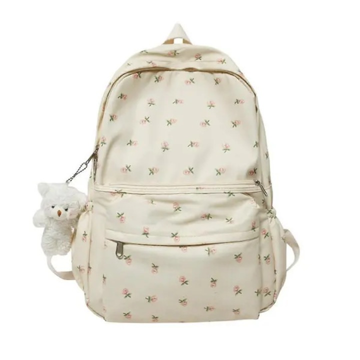 Rucsac canvas cu imprimeu floral, capacitate mare, 31x13x42cm, multicolor