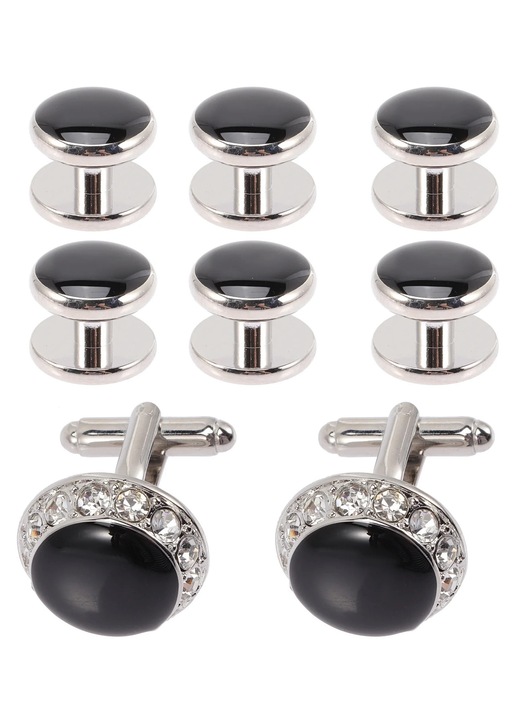 Butoni camasa ZYBLSSBB set 8 piese rhinestones metalic 1.9x1.9x1.9cm