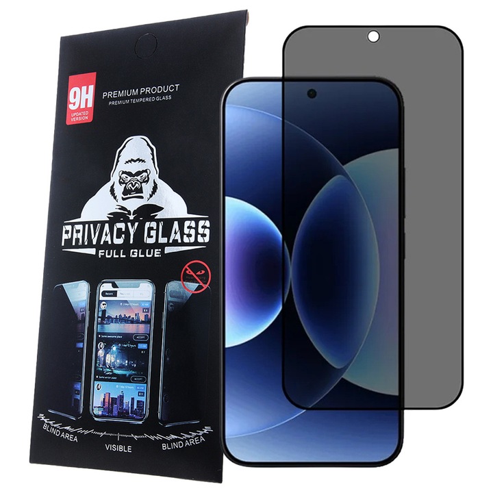 Xiaomi 17T Pro 5G kompatibilis üvegfólia, fekete kerettel, betekintés védelemmel, Privacy