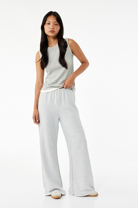 KOTON, Pantaloni de trening din amestec de modal cu buzunar aplicat, Gri deschis melange, S