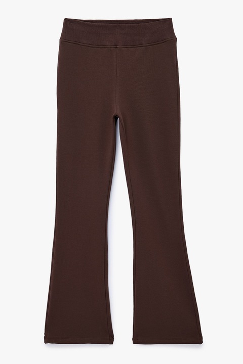 KOTON, Pantaloni de trening evazati cu talie inalta, Maro inchis, L