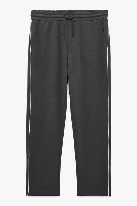 KOTON, Pantaloni de trening cu insertii contrastante, Alb, Gri grafit, M