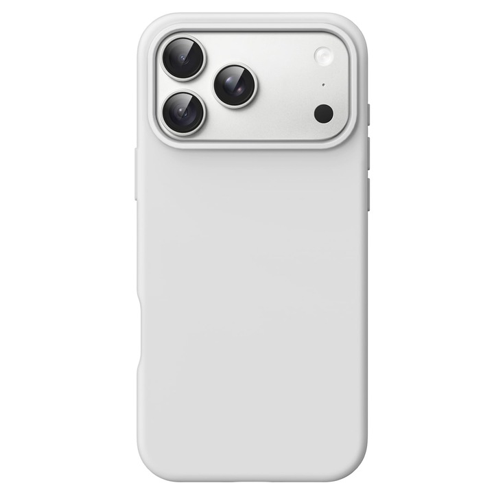 Husa Magnetica Compatibila cu iPhone 18 Pro, MOGU, Soft Silicone Lichid Cu Interior Microfibra, MagSafe Husa Incarcare Wireless, Buton de Control al Camerei din Silicon, Margini Ridicate pentru Protectia Ecranului si a Camerelor, Rezistenta la Socuri, Gri