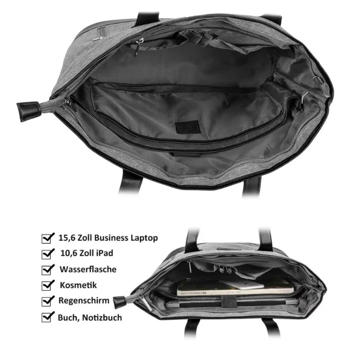 womenstyle Geanta de laptop business pentru femei de 15, 6 inci - Gri