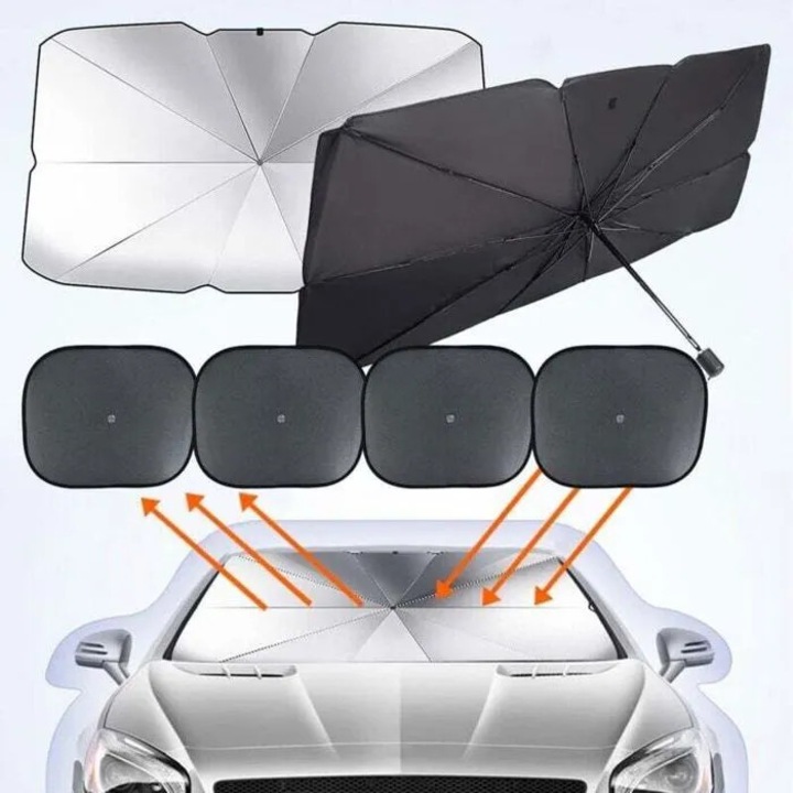 Parasolar parbriz auto 135x80 cm anti-UV cu 4 protectii copii