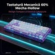 K KAVLORN Механична геймърска клавиатура Skeleton 60%, GASKET, Hot-Swap, RGB, Геометричен издълбан пластмасов корпус, Лека компактна, 61 жични клавиша, Съвместима с PC/Mac/Лаптоп