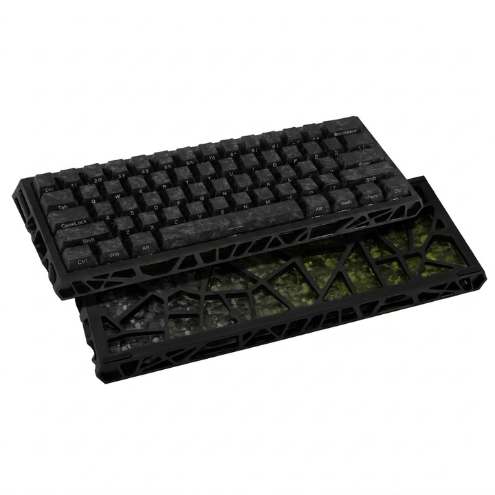 K KAVLORN Механична Геймърска Клавиатура Skeleton 60% | GASKET | Hot-Swap | RGB | Геометричен Изрязан Пластмасов Корпус | Лека Компактна | 61 Клавиша с Кабел | Съвместима с PC/Mac/Лаптоп