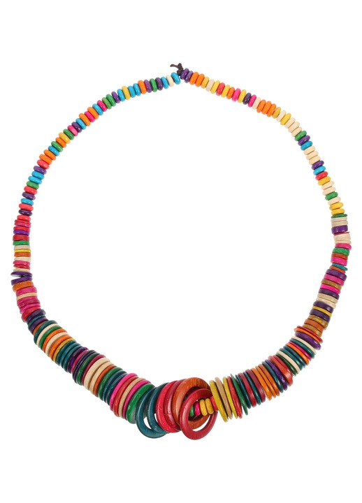 ZYBLSSBB, colier din nuca de cocos cu margele discoidale in stil boho, multicolor, 65 cm