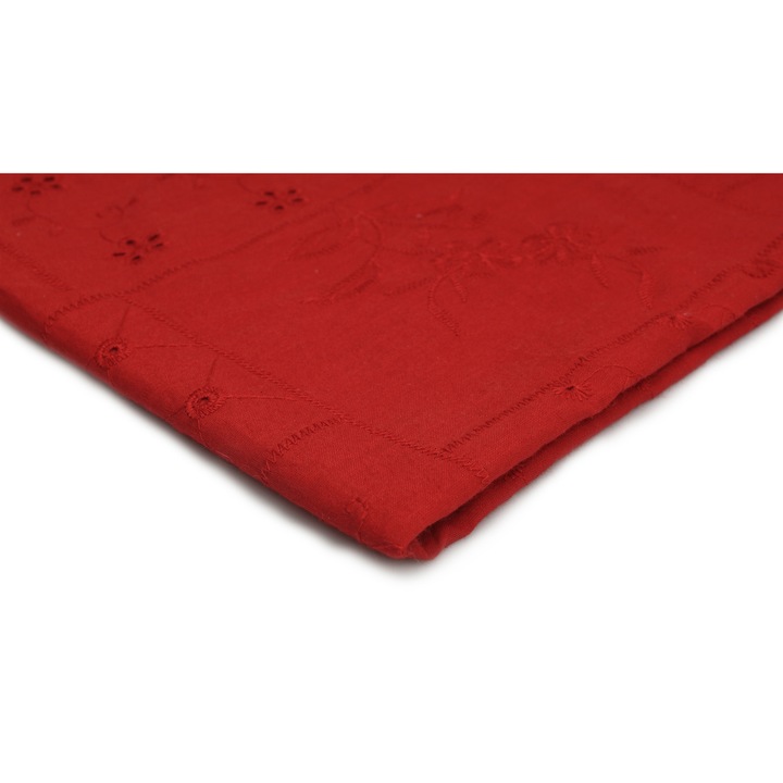 Bumbac brodat Rosu model 1, 100% Bumbac, Dimensiuni 140cm x 50cm
