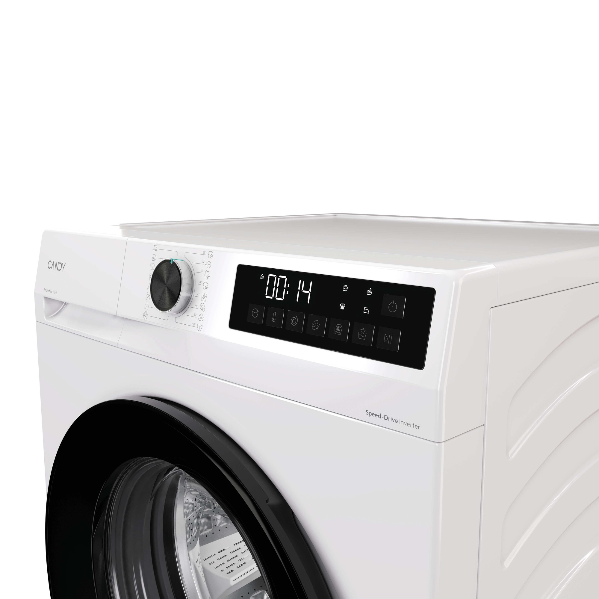 Masina de spalat rufe CANDY GD 38SB6-S, clasa energetica A-10%, 8 kg, 1300 rpm, Motor Inverter, ProActive Wash, Programe Rapide, Soft Drum, Clean Shield, alba
