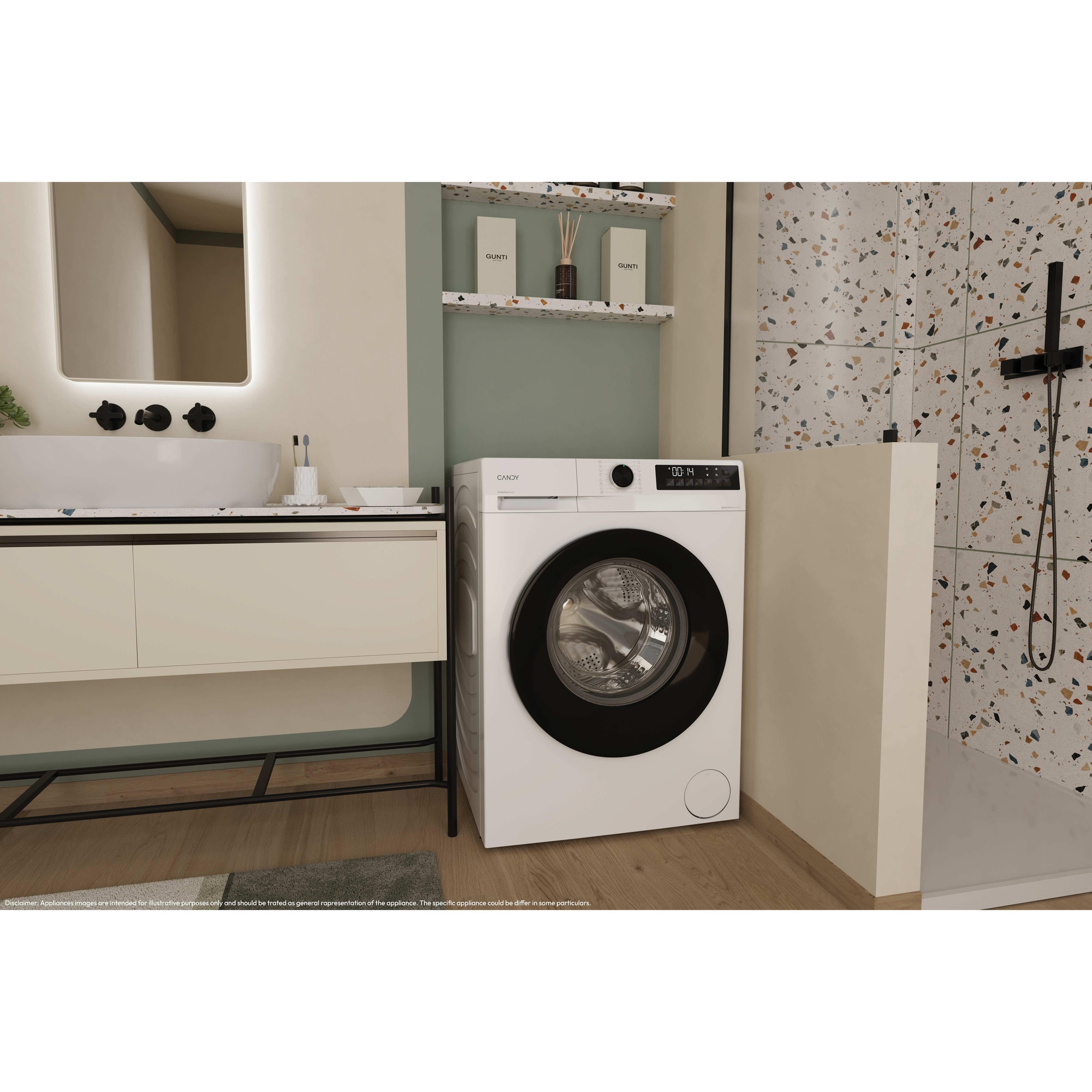Masina de spalat rufe CANDY GD 38SB6-S, clasa energetica A-10%, 8 kg, 1300 rpm, Motor Inverter, ProActive Wash, Programe Rapide, Soft Drum, Clean Shield, alba