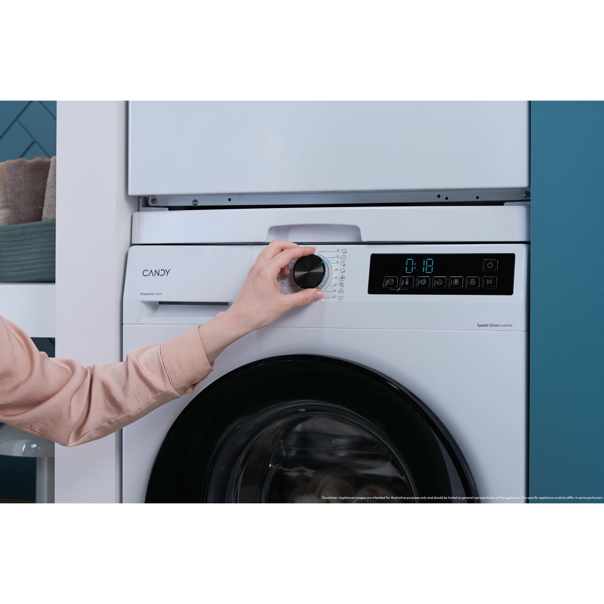Masina de spalat rufe CANDY GD 38SB6-S, clasa energetica A-10%, 8 kg, 1300 rpm, Motor Inverter, ProActive Wash, Programe Rapide, Soft Drum, Clean Shield, alba