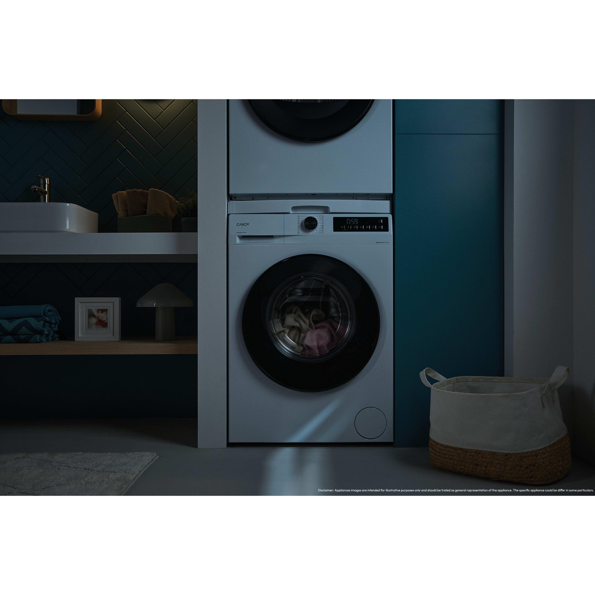 Masina de spalat rufe CANDY GD 38SB6-S, clasa energetica A-10%, 8 kg, 1300 rpm, Motor Inverter, ProActive Wash, Programe Rapide, Soft Drum, Clean Shield, alba