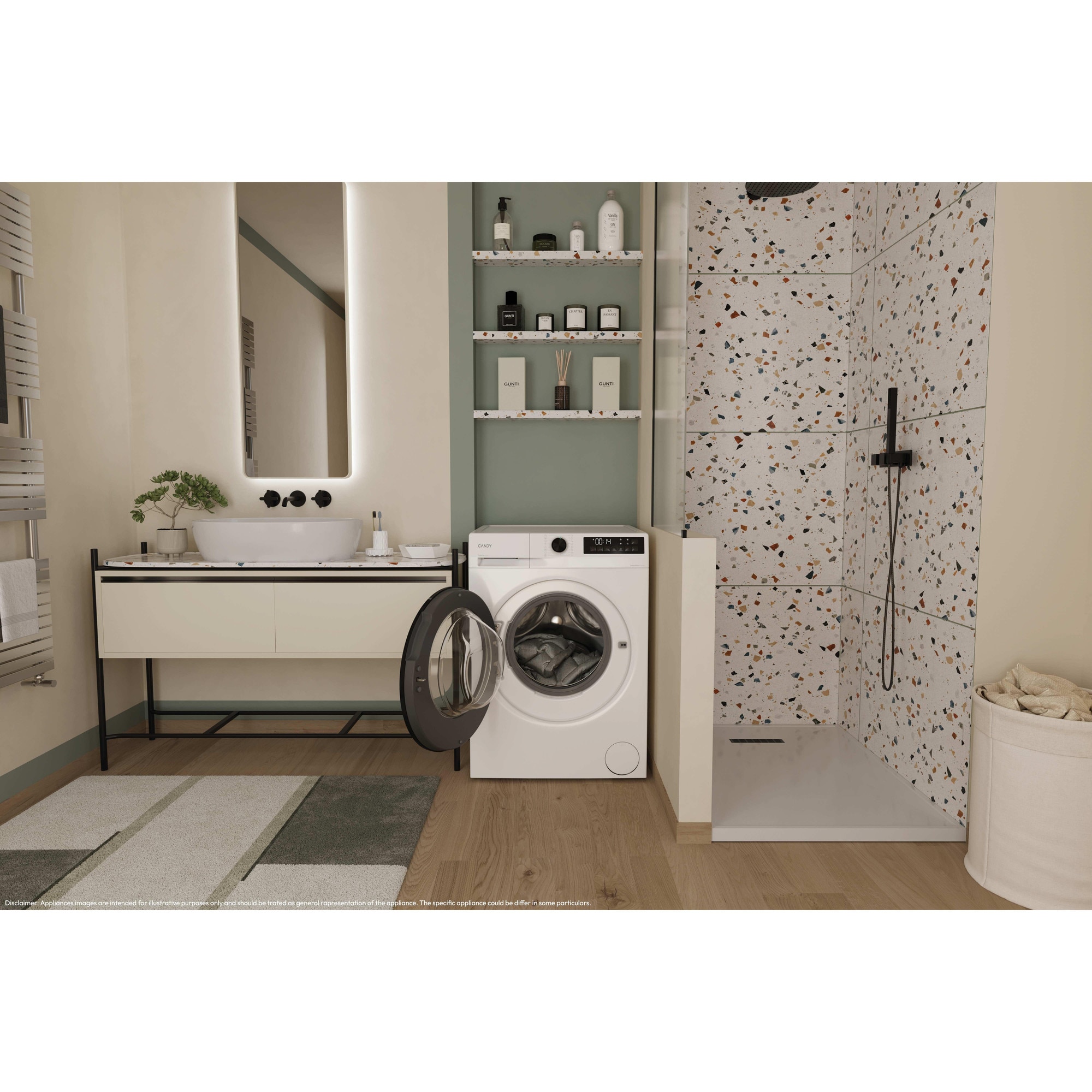 Masina de spalat rufe CANDY GD 38SB6-S, clasa energetica A-10%, 8 kg, 1300 rpm, Motor Inverter, ProActive Wash, Programe Rapide, Soft Drum, Clean Shield, alba