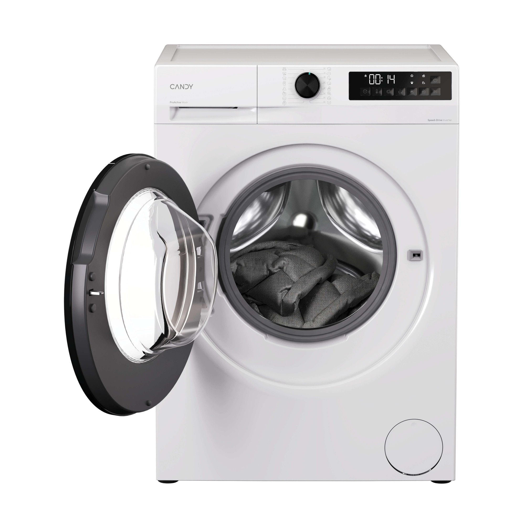 Masina de spalat rufe CANDY GD 38SB6-S, clasa energetica A-10%, 8 kg, 1300 rpm, Motor Inverter, ProActive Wash, Programe Rapide, Soft Drum, Clean Shield, alba