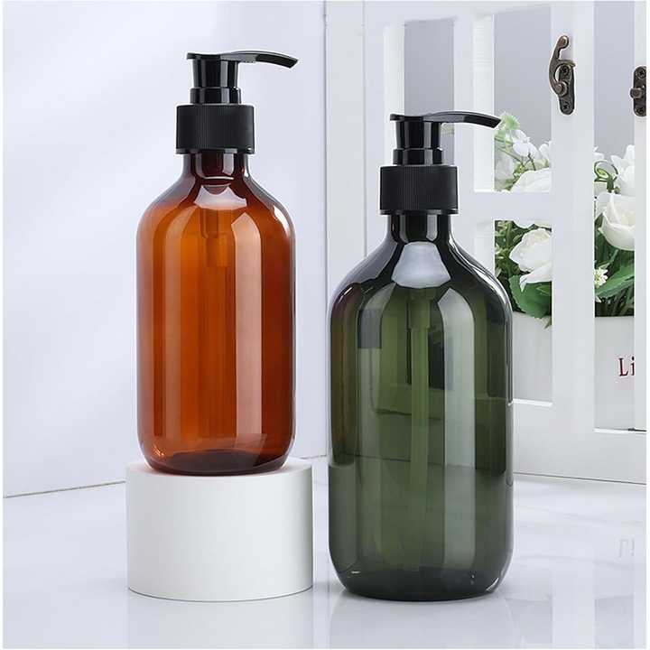 Dispenser sapun set 2 buc 500ml plastic verde maro