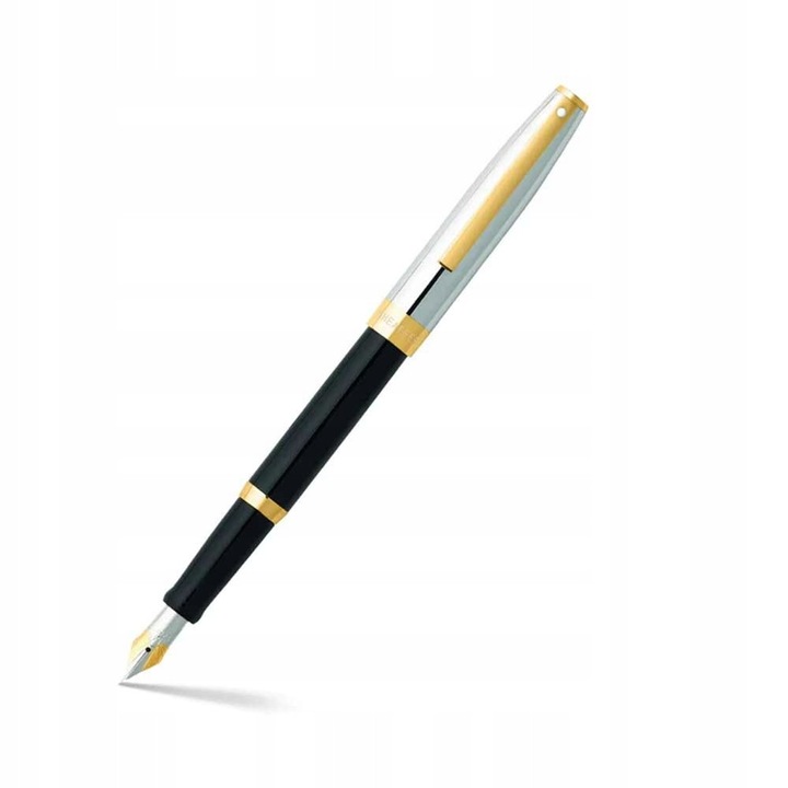 Sheaffer Sagaris 9471 töltőtoll, fekete-ezüst, aranyozott díszítések, F hegy