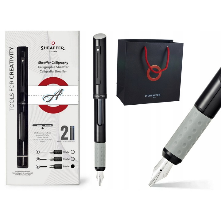 Sheaffer Kalligráfia Toll B (2.0 mm) - Fekete, 2 patronnal