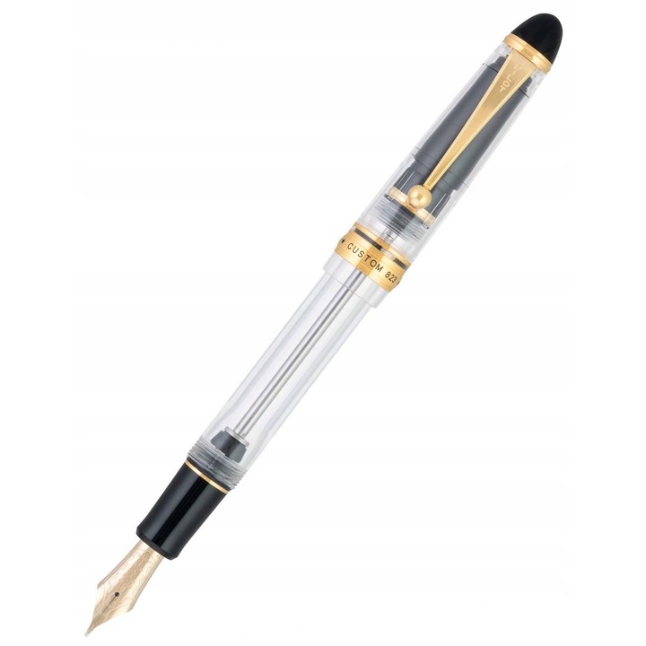 Pilot Custom 823 F Dugattyús Töltőtoll Átlátszó 14K Arany