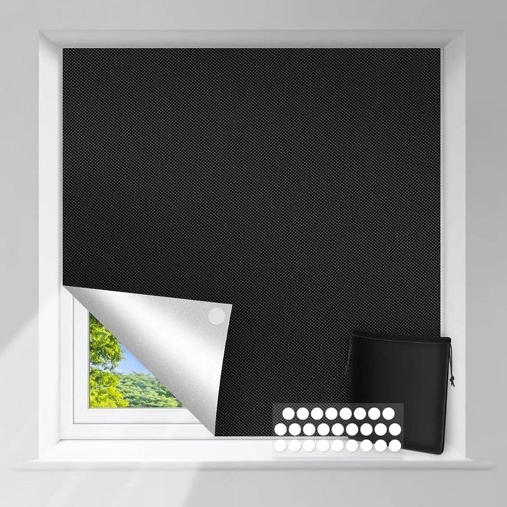 Perdea termoizolanta temporara, 150x100cm, alb-argintiu