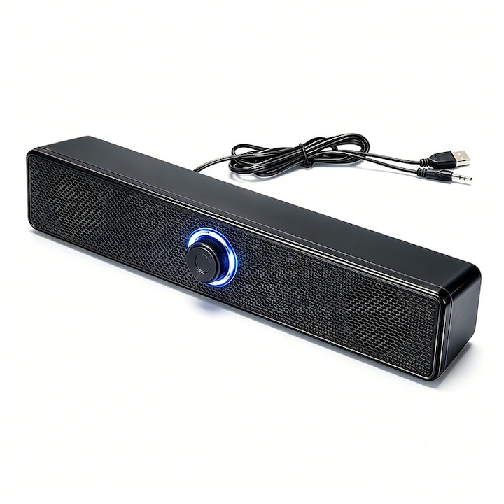Difuzor PC cu alimentare USB, MXANXOT, sunet stereo, design slim, negru