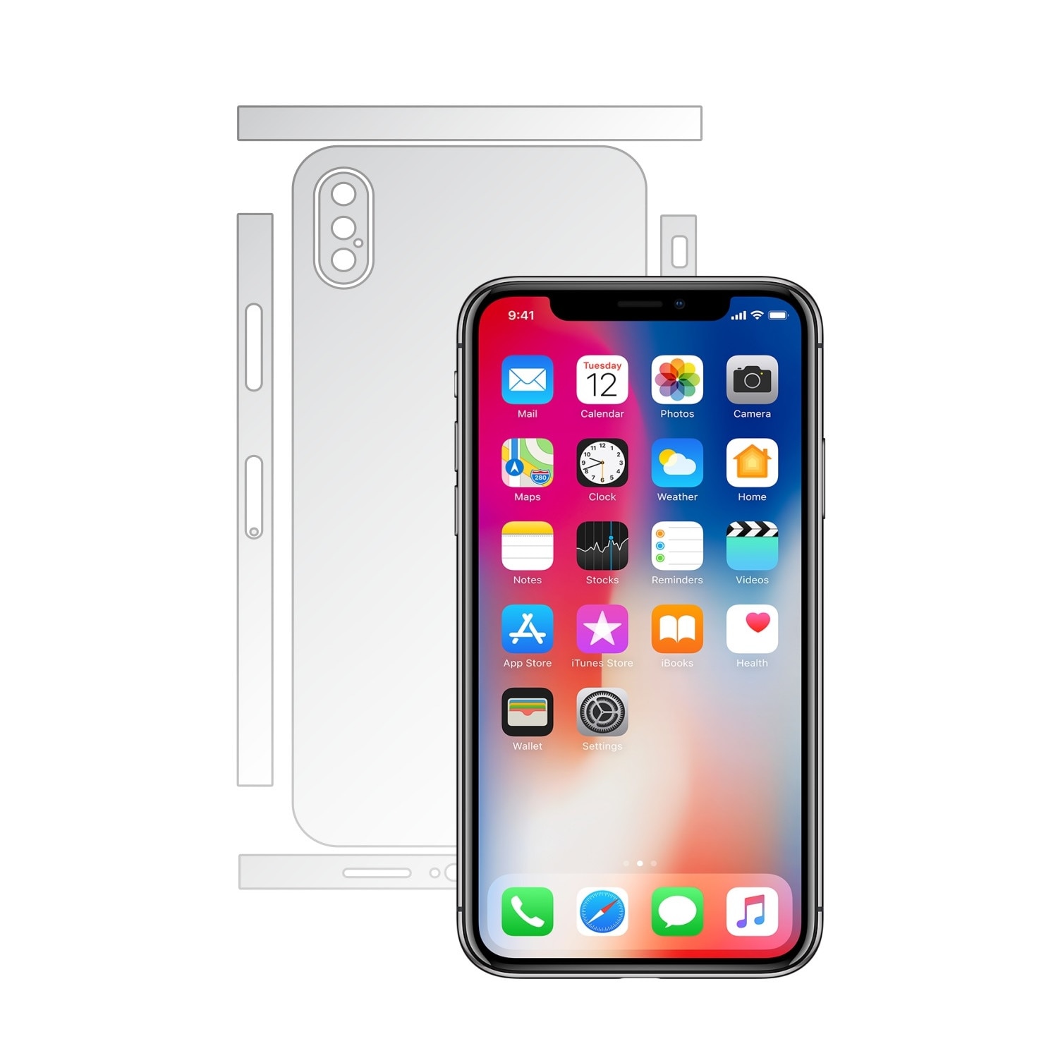 Folie Protectie Invisible Skinz Ultra-Clear HD, Husa Transparenta de tip Skin Adeziv pentru Carcasa si Laterale, dedicata Apple iPhone X / XS