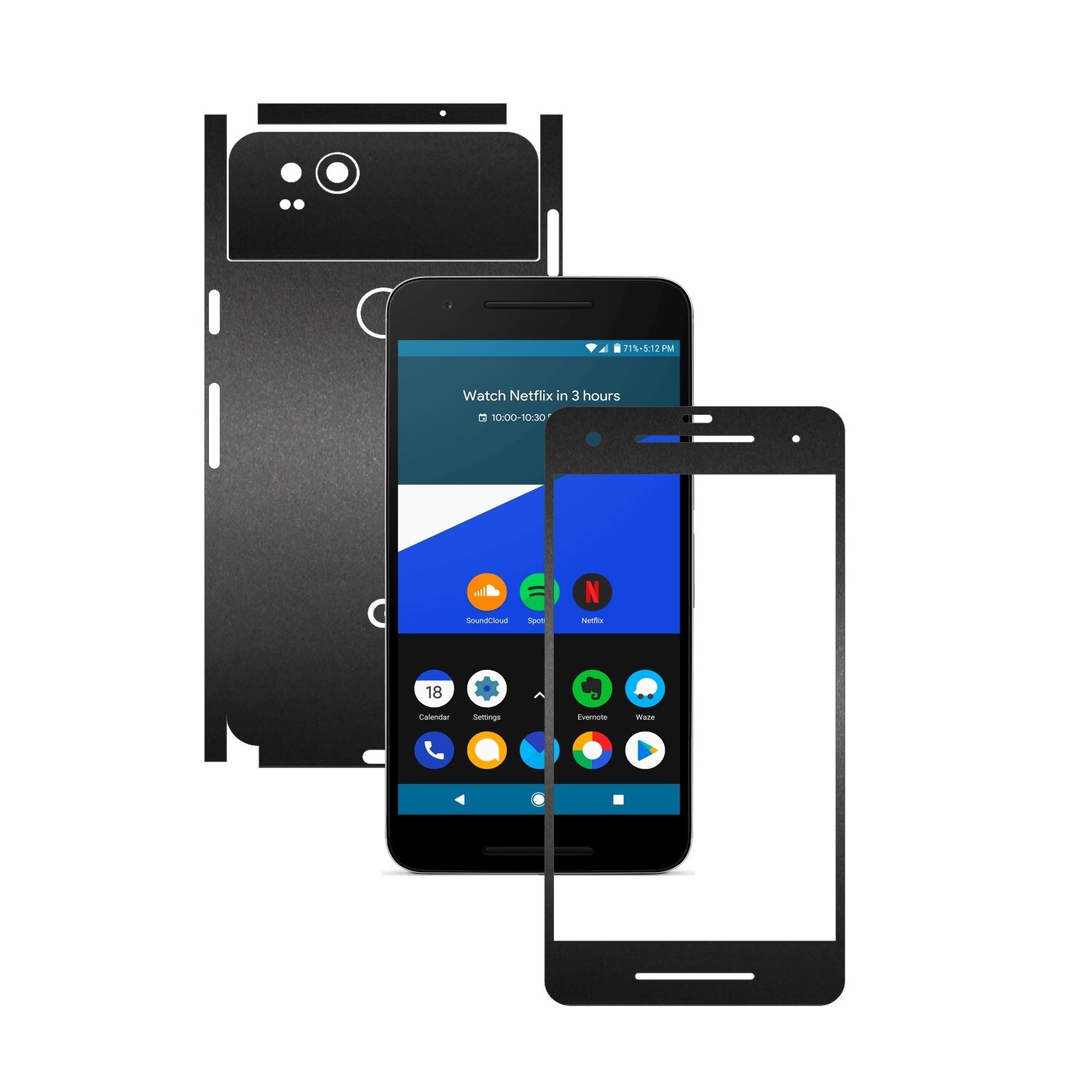 Folie de protectie Carbon Skinz, Husa de tip Skin Adeziv pentru Carcasa, Negru Mat dedicata Google Pixel 2