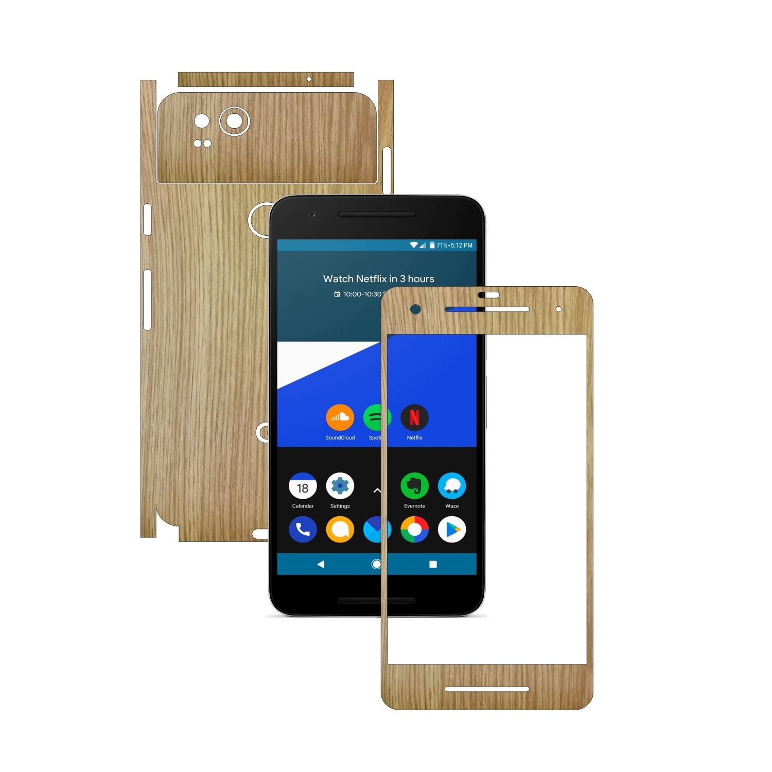 Folie de protectie Carbon Skinz, Husa de tip Skin Adeziv pentru Carcasa, Lemn Stejar dedicata Google Pixel 2