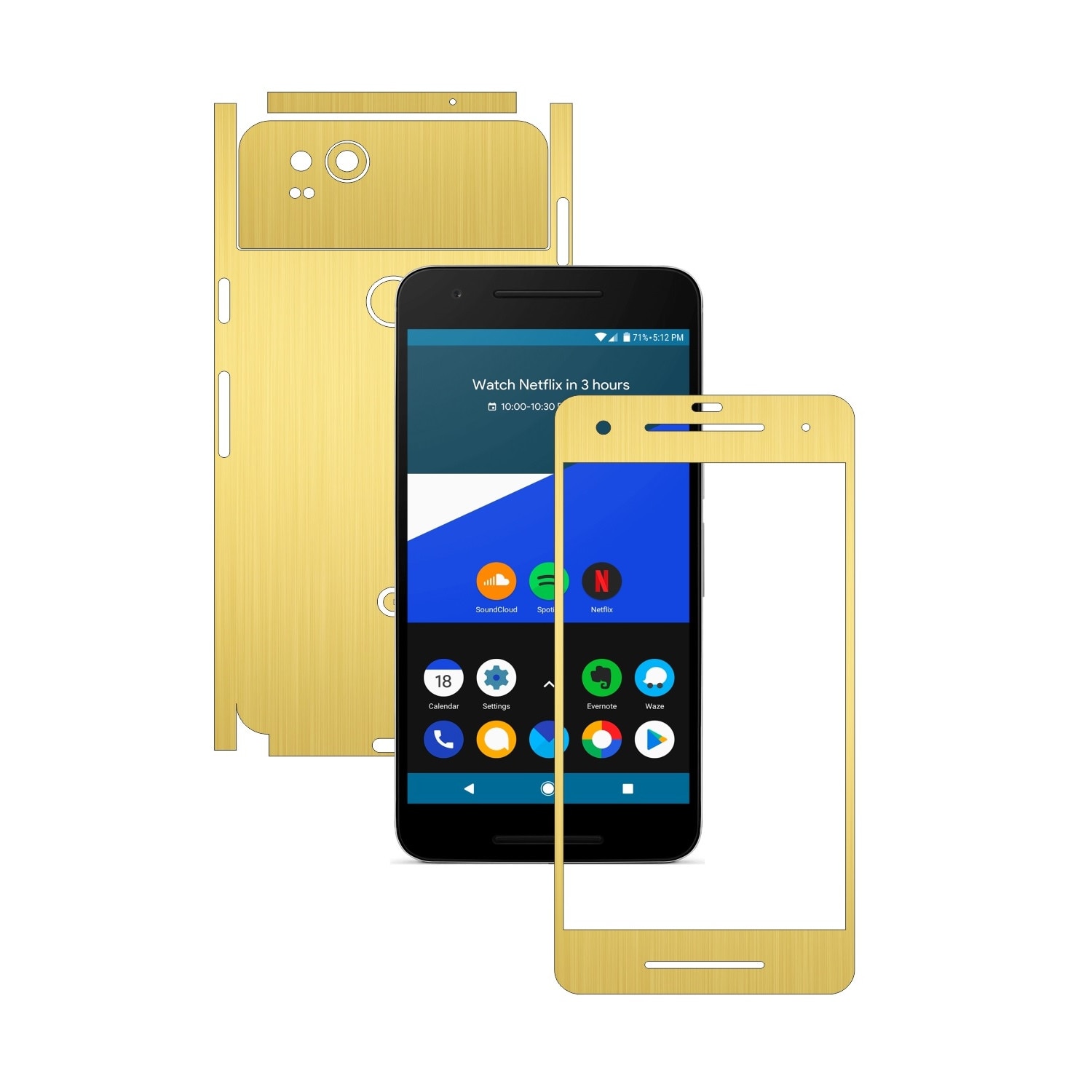 Folie de protectie Carbon Skinz, Husa de tip Skin Adeziv pentru Carcasa, Brushed Auriu dedicata Google Pixel 2