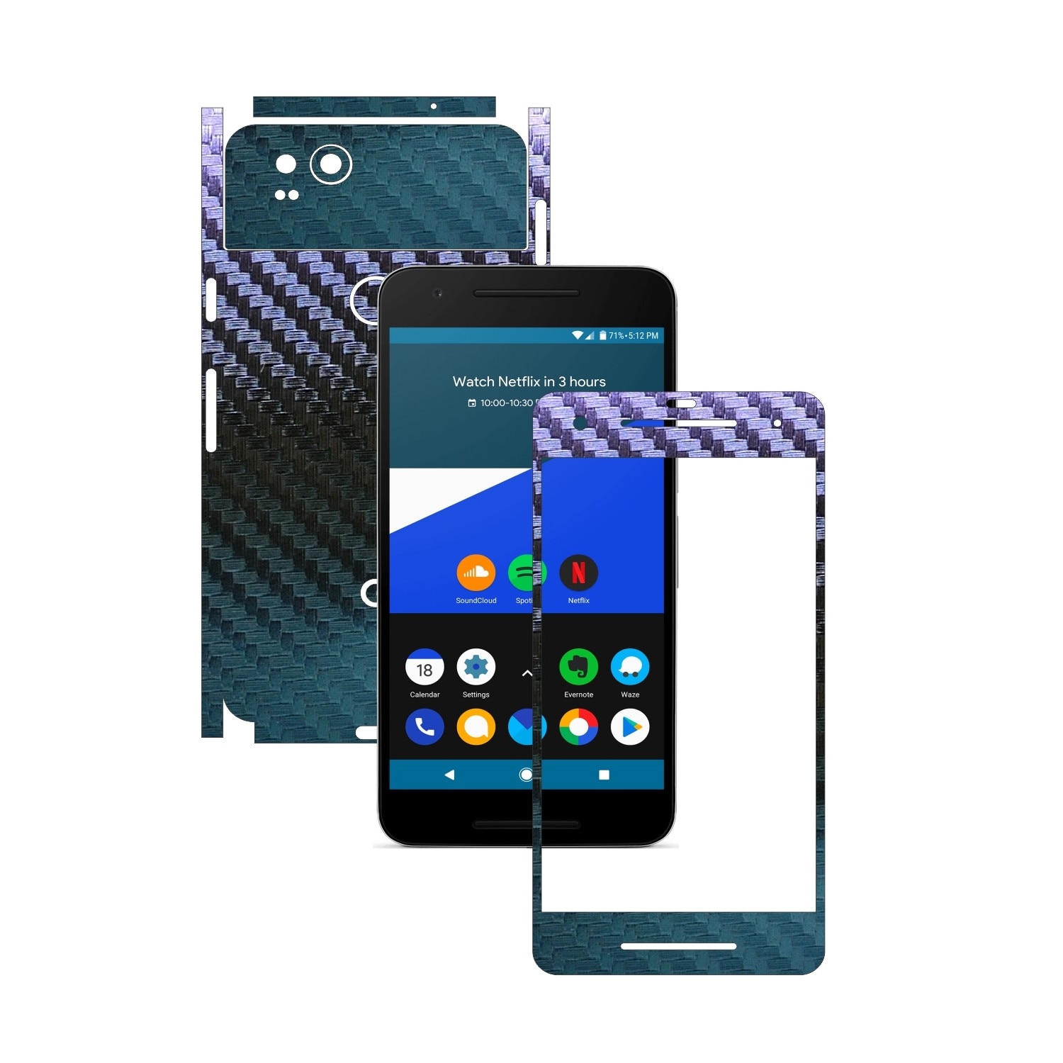 Folie de protectie Carbon Skinz, Husa de tip Skin Adeziv pentru Carcasa, Carbon Cameleon dedicata Google Pixel 2