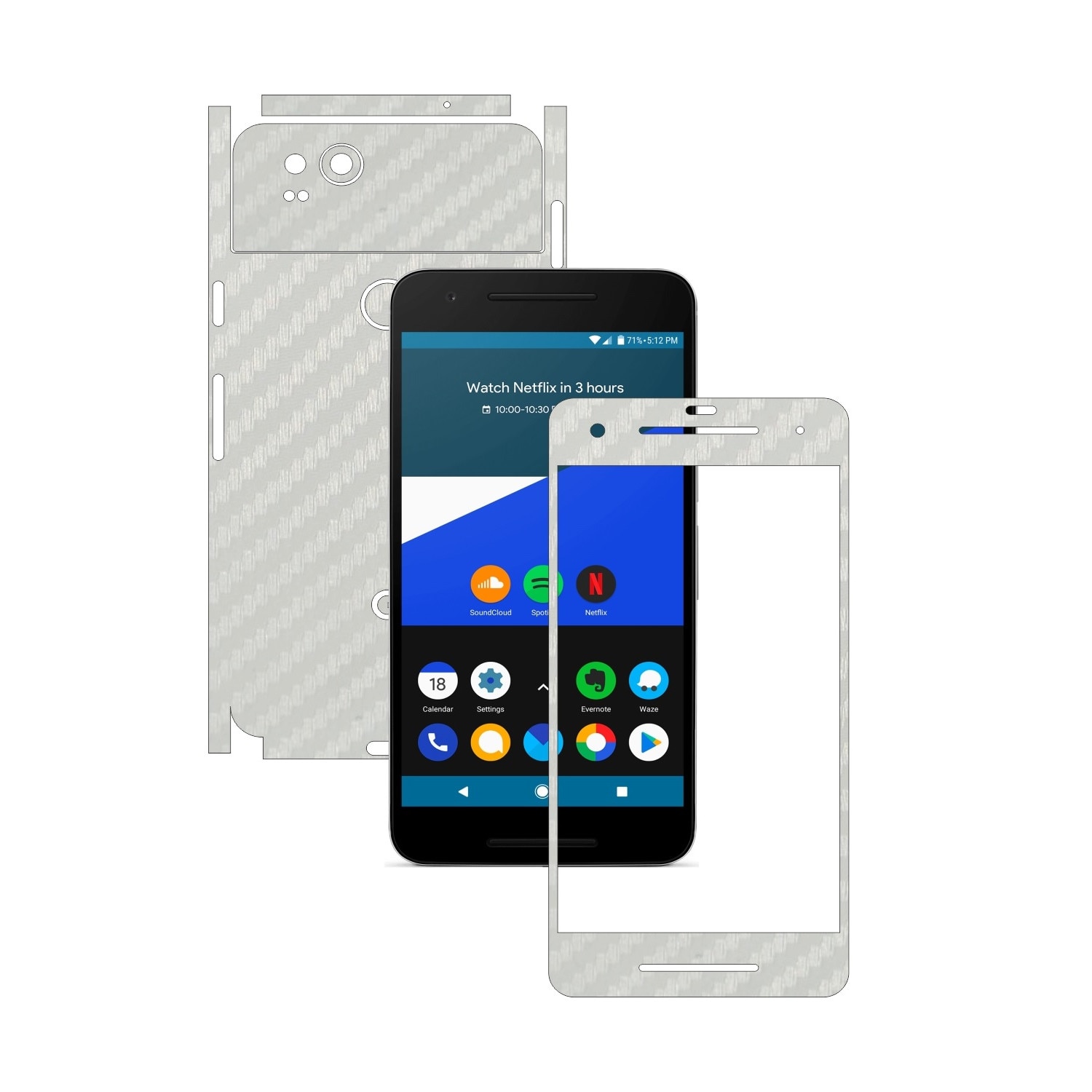 Folie de protectie Carbon Skinz, Husa de tip Skin Adeziv pentru Carcasa, Carbon Alb dedicata Google Pixel 2