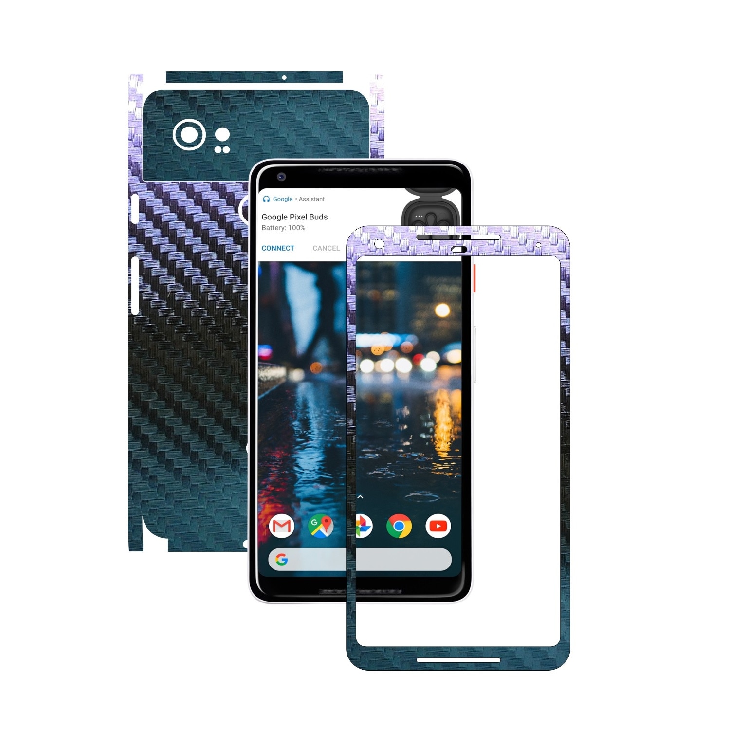 Folie de protectie Carbon Skinz, Husa de tip Skin Adeziv pentru Carcasa, Carbon Cameleon dedicata Google Pixel 2 XL