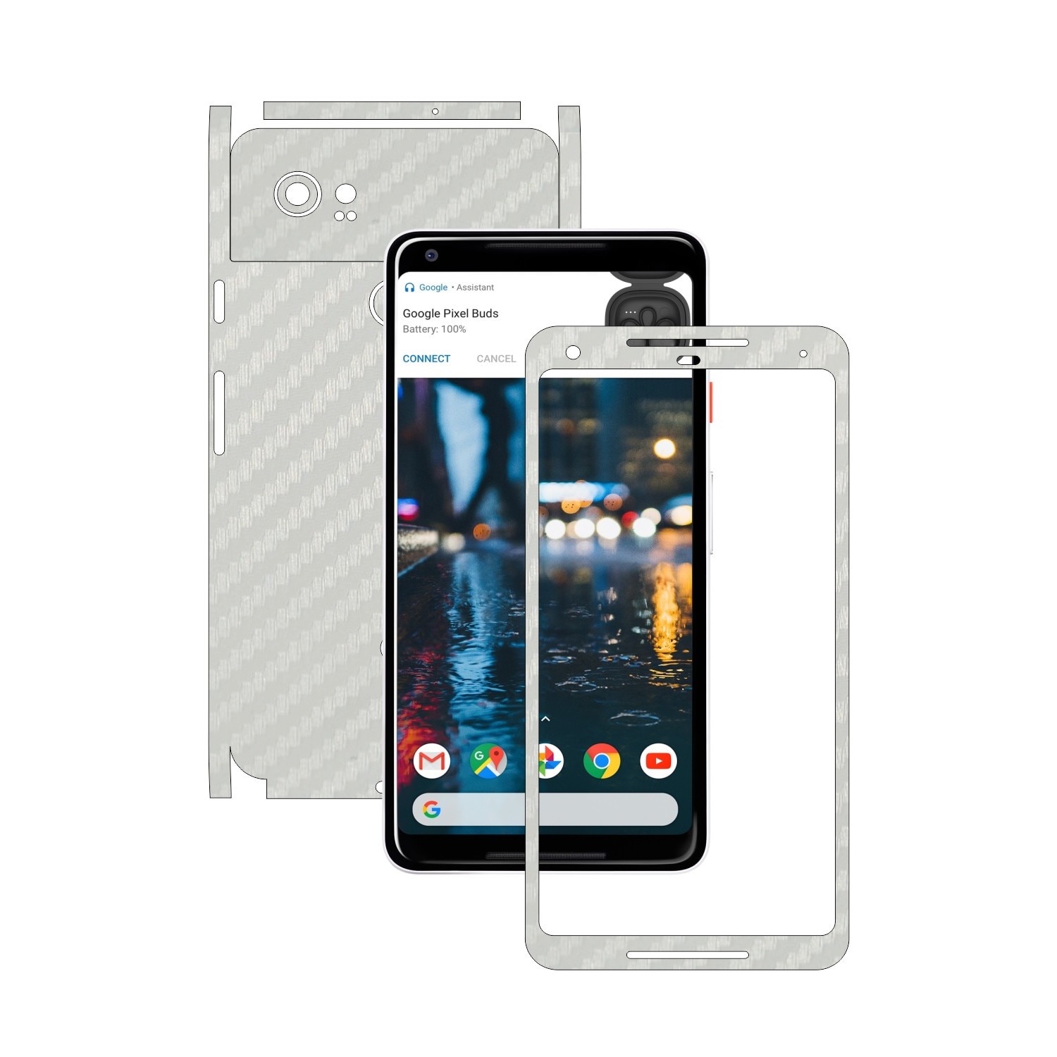 Folie de protectie Carbon Skinz, Husa de tip Skin Adeziv pentru Carcasa, Carbon Alb dedicata Google Pixel 2 XL
