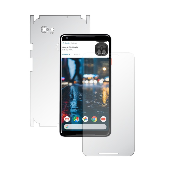 Folie Protectie Full Body Invisible Skinz Ultra-Clear AutoRegeneranta, Husa Transparenta de tip Skin Adeziv pentru Carcasa si Ecran, dedicata Google Pixel 2 XL