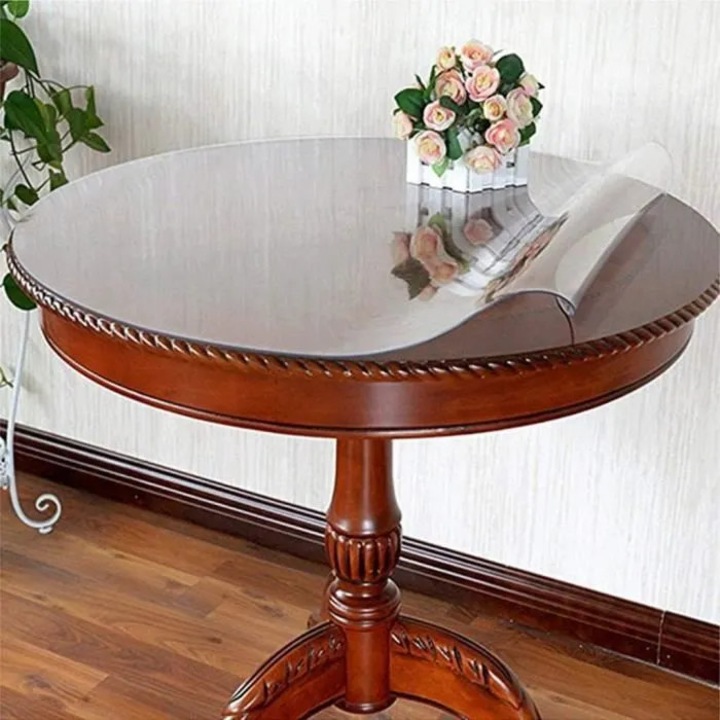 Kerek asztalterítő, PVC, átlátszó, 2mm, 90cm